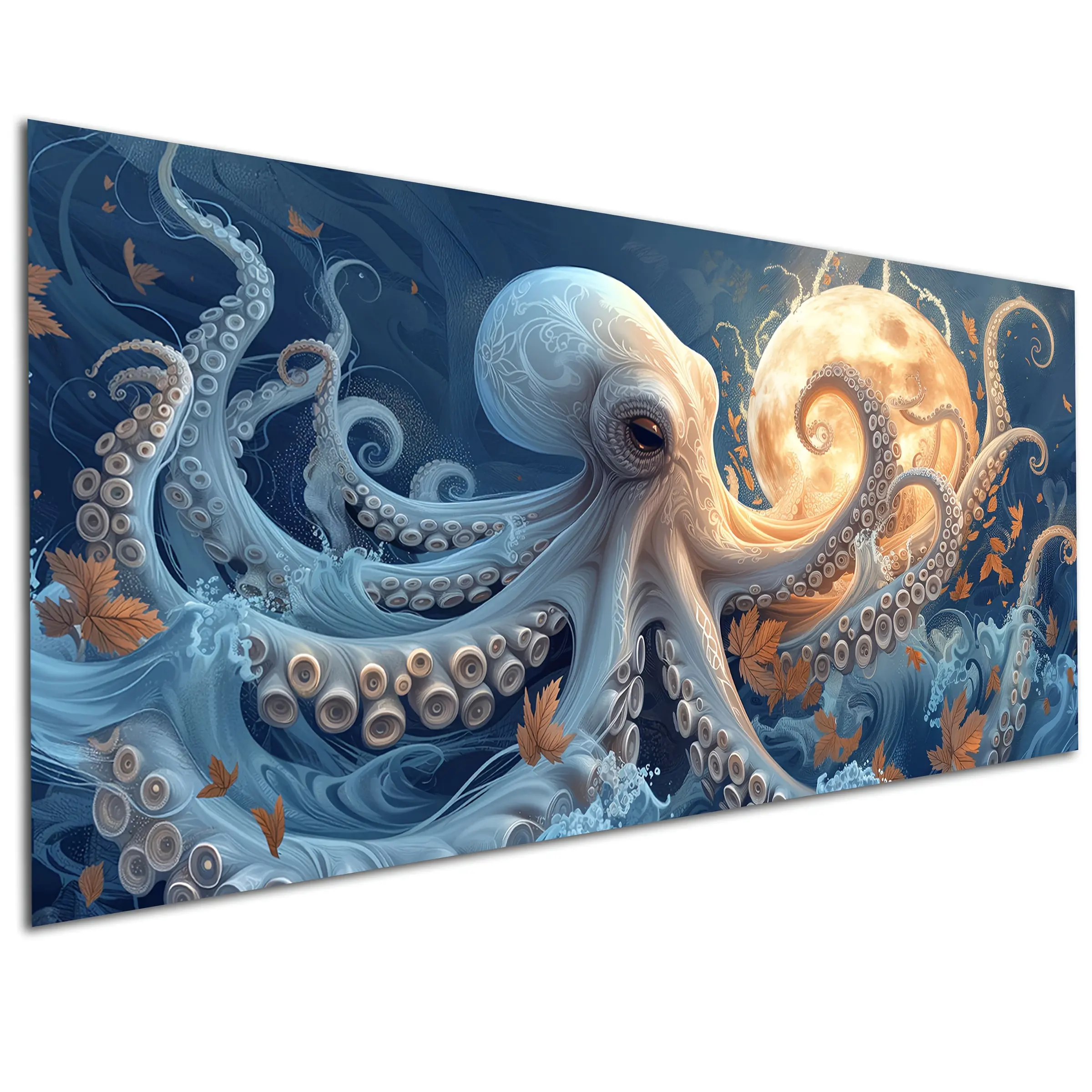 Large Size,Octopus Moon Diamond Art Kits For Adults, Diamond Painting Kits, Full Round Diamond Mosiac Kits For Adults, Diy Handicrafts For Home Office Decor, 32x16 Inch