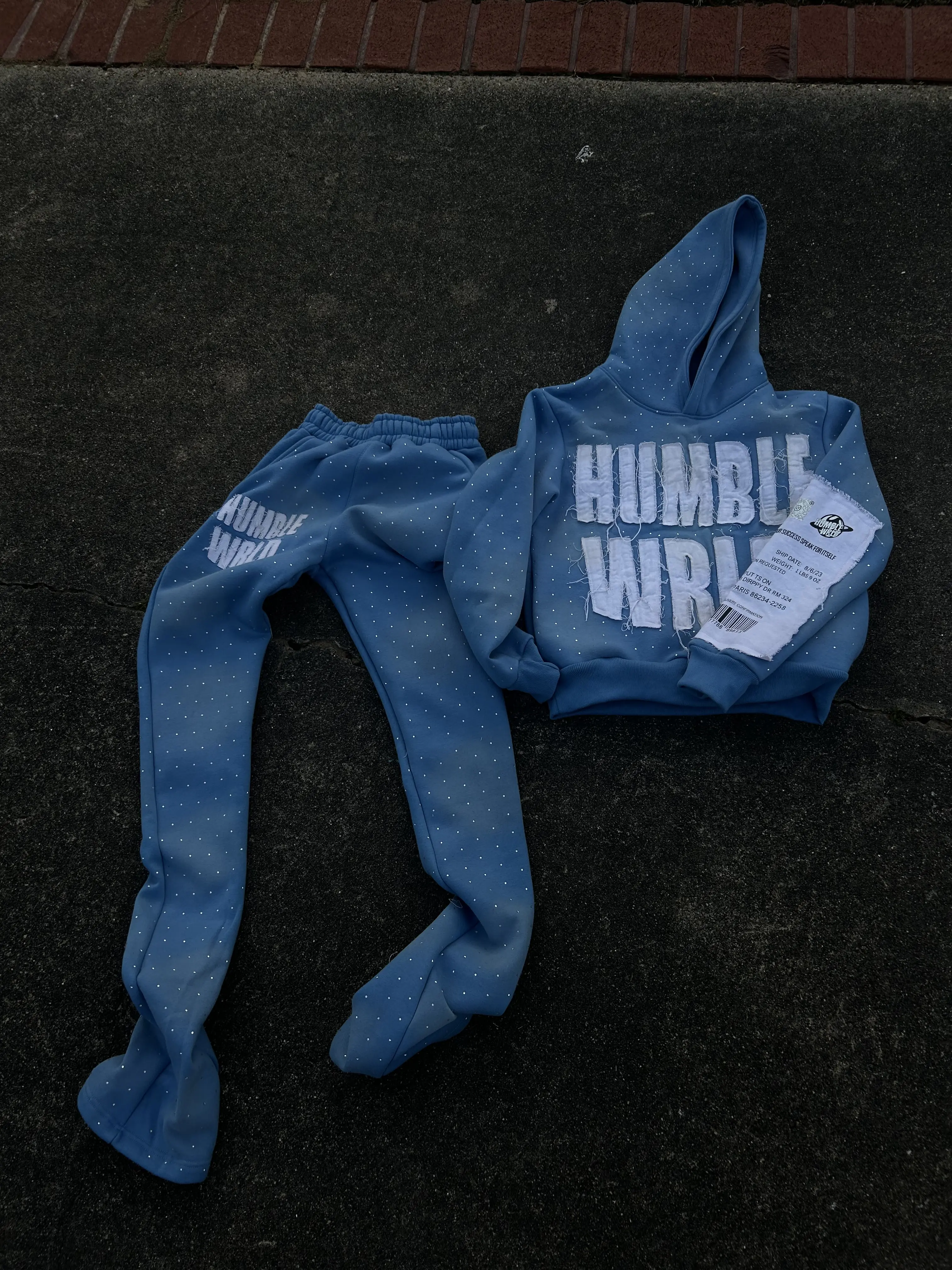Humble Wrld Rhinestone Sweatsuite UNC BLUE