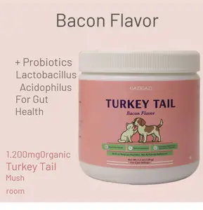GAZIGAZI Turkey Tail Mushroom for Dogs – Natural Lump & Bump Support – Lipoma & Wart Care – Probiotic Mushroom Powder canine nutrition natural pet care Bacon Flavor Clean pet health dog salmonoil dog probiotic vitamins for pet