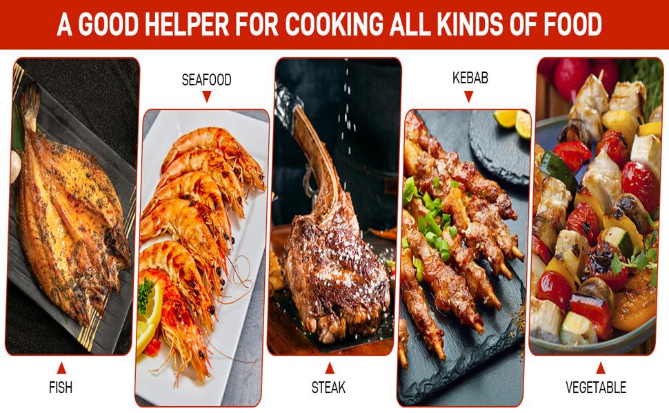 ROVSUN Portable Charcoal Grill, Outdoor Foldable BBQ Grill with Barbecue Accessories & Lid for Cooking Camping Picnic Hiking Beach Party Patio Smokers, Height Adjustable for 3 to 5 People