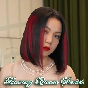 [Pre-order] FF WIG Highlight Raspberry Red Silky Straight Raw Human Hair Glueless Wig 10 Inches 9*6 Pre-Cut Invisible Lace 250% Density Wear Go Wig with Special Drawstring #FFWIG