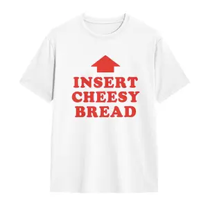 Men's Short-Sleeve Round Neck Cheesy Bread Food Humor Graphic T-Shirt - Bold Red Print Funny Meme Top, Cotton Apparel for Foodie Hangouts, Male Streetwear Gift for Pizza Lovers