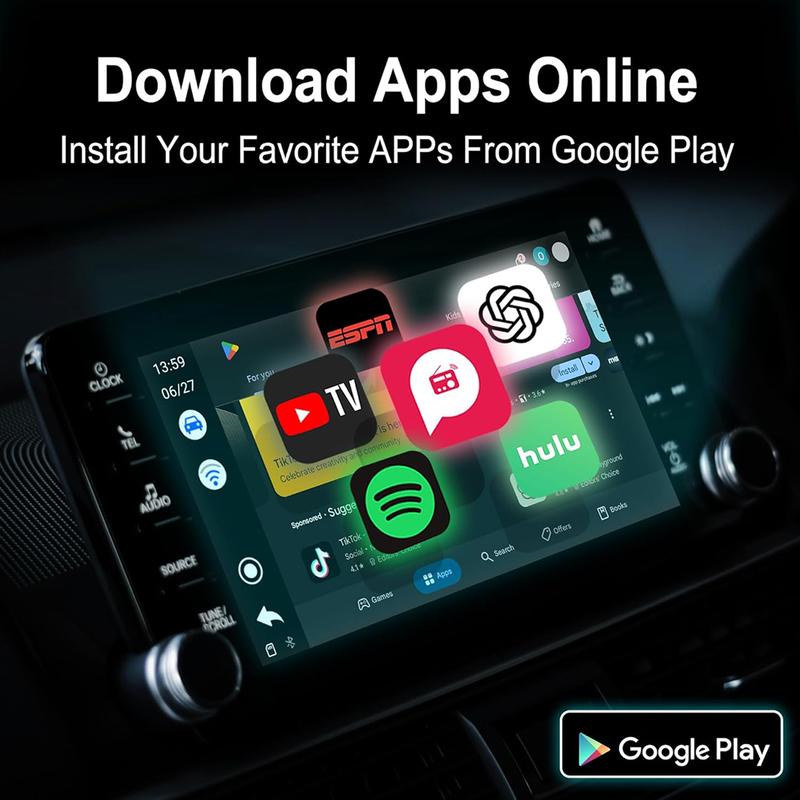 Mini AI Box - Streaming Netflix/Youtube/Tiktok to your car! 4 in 1 Wireless CarPlay and Android Auto Adapter suitable for Factory wired CarPlay Cars