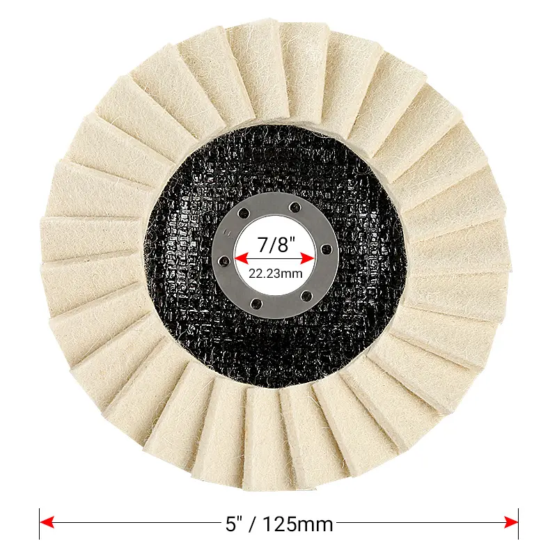 LOZLIN 5-Inch Wool Polishing Wheels (1PCS/3PCS 3-Wheel Set Option) for Angle Grinders - Fiberglass Back, Balanced Smooth, Durable Efficient, Heat-Dissipating - Final Step for High Gloss Mirror Finish on Metal/Glass,toolupgrade