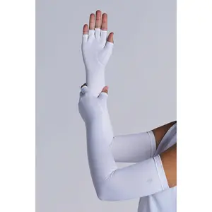 Unisex Perpetua Long Fingerless Gloves | White