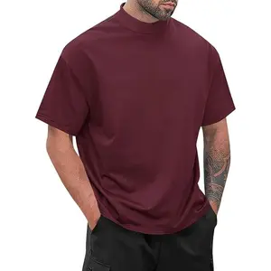 Runcati Men Turtleneck Mock Neck T Shirts Short Sleeve Ribbed High Neck T-Shirt Tee