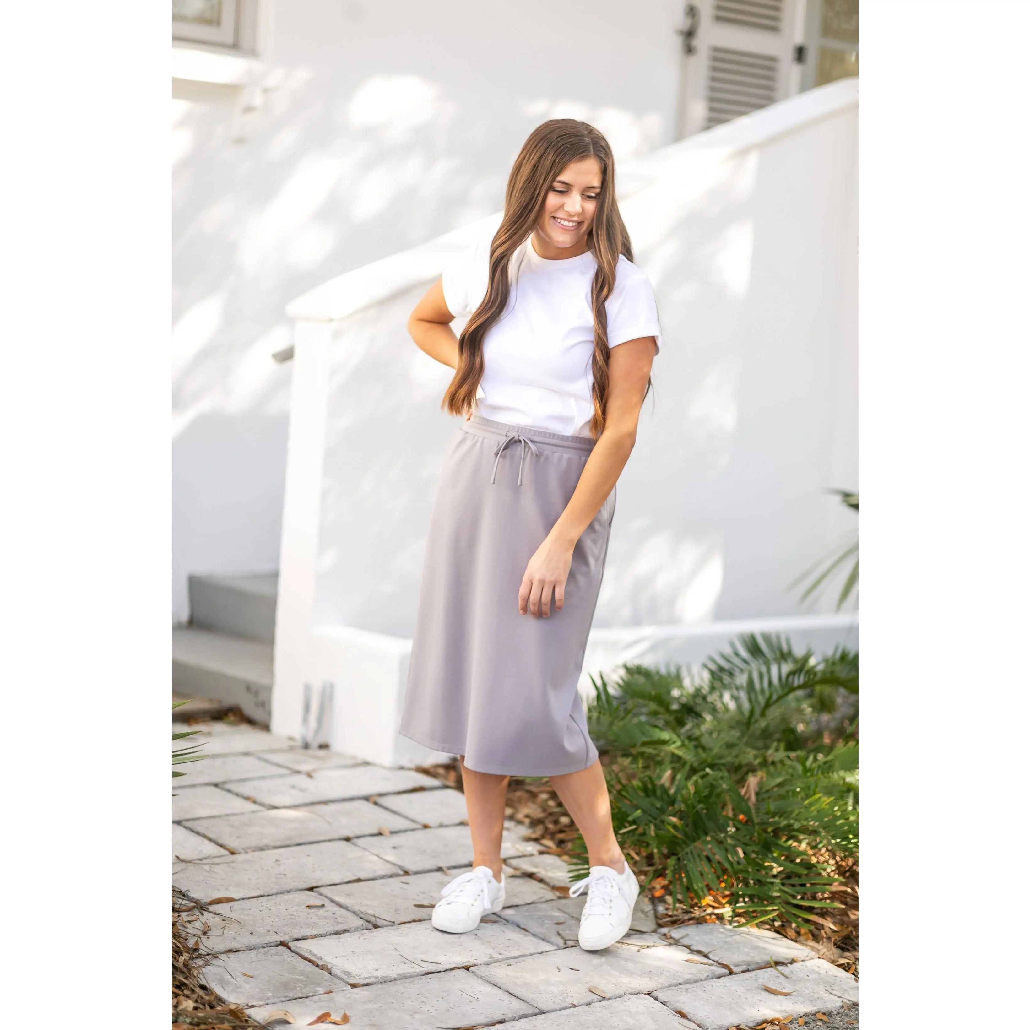 Inherit Clothing Company - Jordan Coastal Gray Knit Midi Skirt