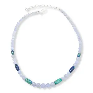 Mine Finds by Jay King Blue Chalcedony & Milpillas Azurite Malachite Bead Necklace