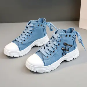 Women’s High-Top Canvas Sneakers – Fashionable Street Style, Comfortable Lace-Up High-Top Trainers, Suitable for Everyday Casual Wear