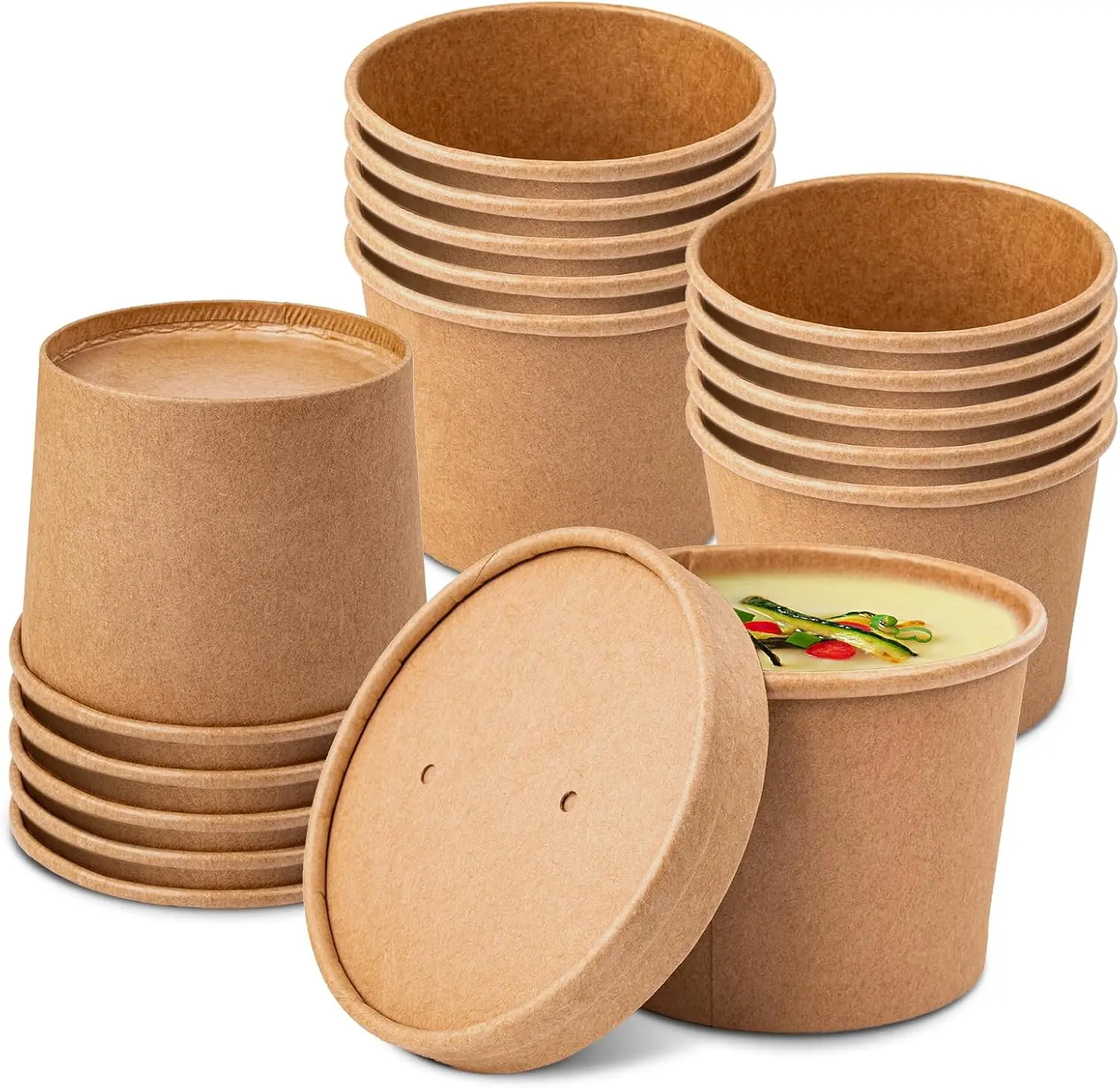 50 Pack Soup Containers with Lids, Disposable and Biodegradable Ice Cream  Cups Kraft 12oz Paper Soup Bowls with Lids for Hot Drinking, Food, and Ice  Cream (50 sets, 12 oz) - TikTok Shop