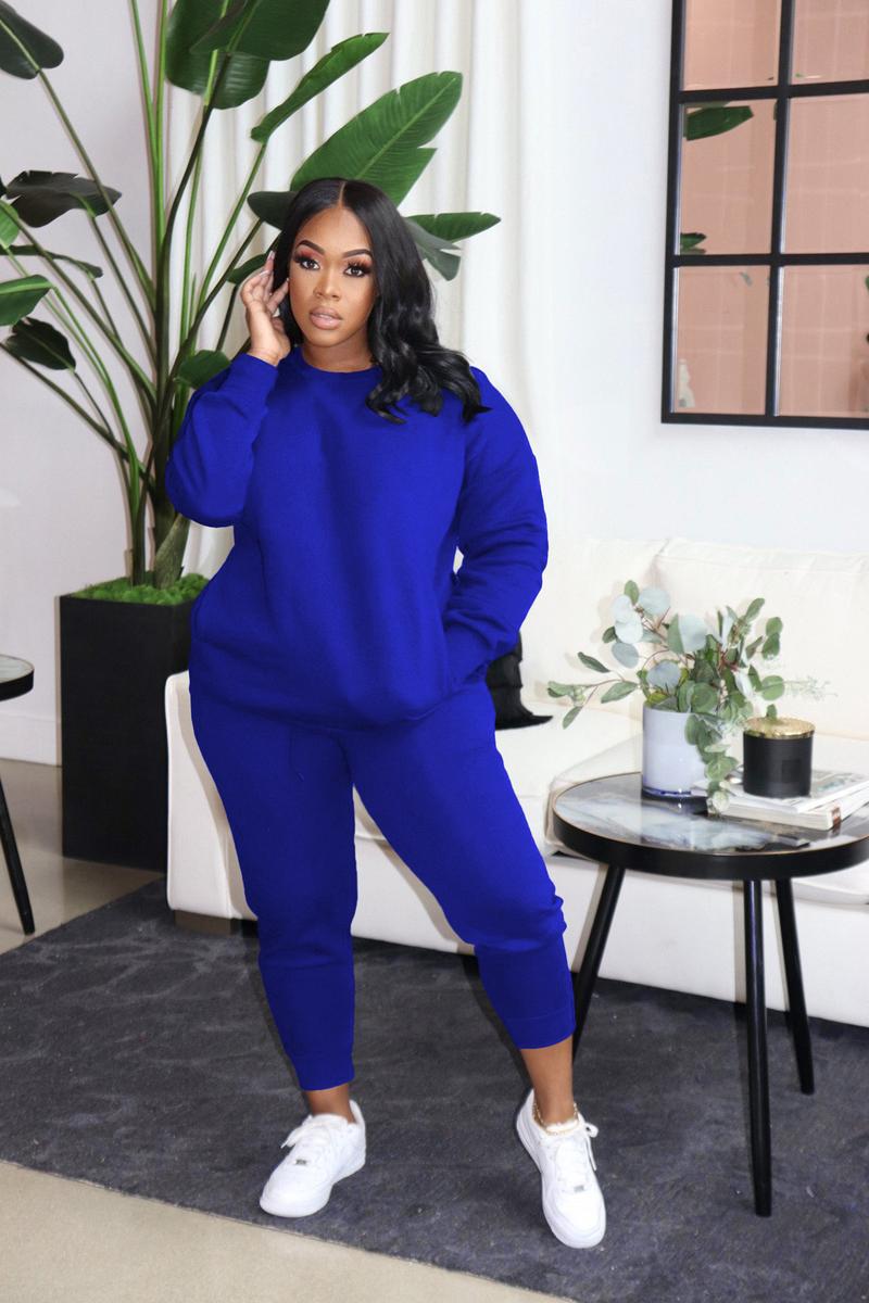 USBOUTIQUECHIC Women's Plus Size Black Fitted Crewneck Sweatshirt & Drawstring Waist Sweatpants Set Casual Round Neck Long Sleeve Pullover & Trousers for Fall Winter Clothing Outfits Minimalist Style