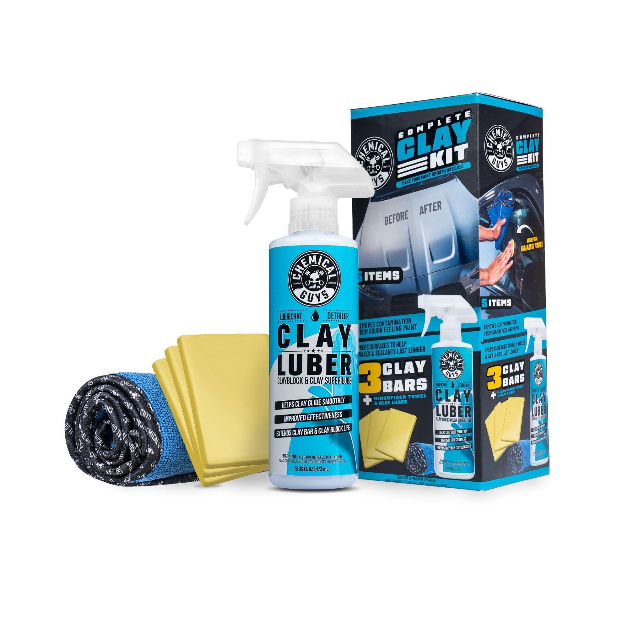 CHEMICAL GUYS Complete Clay Kit, Automotive Paint Care Detailing Products, Car Washing & Maintenance Supplies for Glass-Smooth Finish