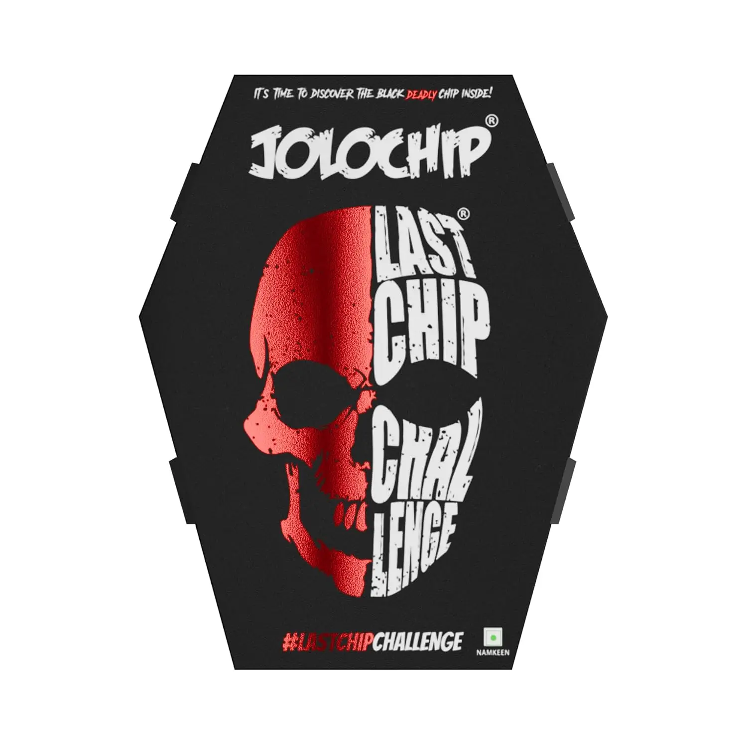 Jolochip Last Chip Challenge Spicy Corn Chips - Cholesterol-Free Crispy Salted Snack with Carolina Reaper, Ghost Pepper, Trinidad Scorpion Pepper for Friends, Pranks, Party Snacks (Youth-Focused TikTok Challenge), Vegetarian Safe
