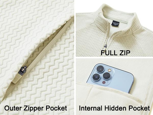 MAELREG Winter Fleece Jackets for Men Lightweight Stand Collar Fashion Wave Texture Warm Full Zip Mens Coat with Pockets Casual Long Sleeve