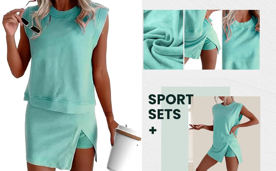 UANEO Summer Sets Women 2 Piece Outfits Shorts Tank Top and Casual Skort Lined Split Athletic Skirt Set Travel Outfit TikTokShopBlackFriday UANEO Summer Sets Women 2 Piece Outfits Shorts Tank Top and Casual Skort Lined Split Athletic Skirt Set Travel Outfit TikTokShopBlackFriday
