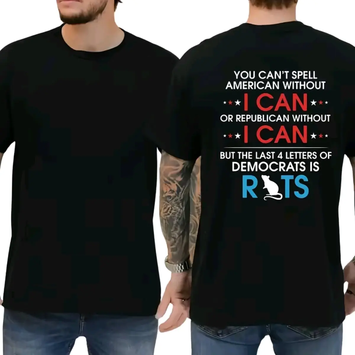 You Can't Spell Republican Without "| Can" But Democarts is Rats T-shirt, Unisex Graphic Tees, Casual Wear, Funny Shirts, Comfy Cotton