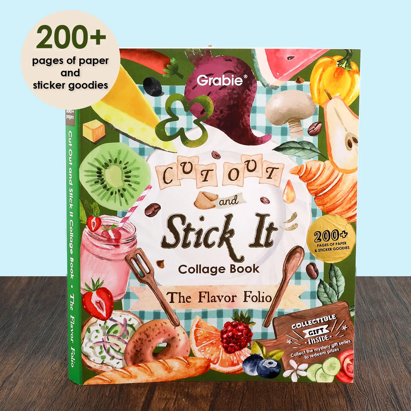 Grabie The Flavor Folio Collage Activity Journal - Scrapbooking Supplies Sticker Album Collage Book, 200+ Paper Pages, Vellum Paper, Natural Bounty Theme, Artistic Design, Creativity Boost, Back to School Office Stationery, Class Reward Gift