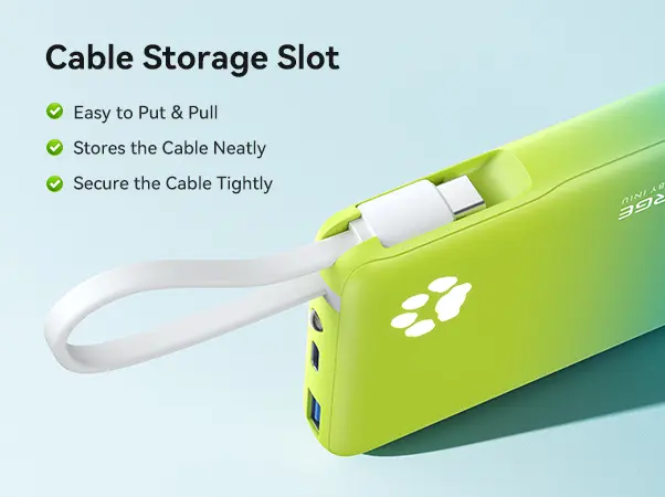 Product Introduction of INIU【2 PACK】PawGO 45W 10000mAh Power bank, Slim PD Fast Charging Portable Charger with Build in USB-C Cable,  Perfect Gift Travel Camping Battery Pack, External Phone Charger for iPhone 17 16 15 14 13 12 11 Series Samsung Google Pixel iPad Compact Handy 10