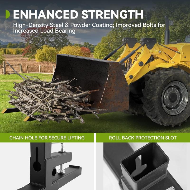 YITAMOTOR 60" Clamp On Pallet Forks for Tractor Bucket, Heavy Duty 4000lbs Quick Attach Skid Steer Loader Pallet Fork, Black