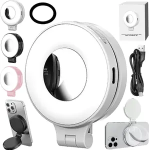 Magnetic Selfie Light Compatible with MagSafe iPhone&Android Phone Light with a Mirror 360° Folding LED Selfie Ring Fill Light for Selfies Photography Video Conference Zoom Calls Smartphone Cellphone