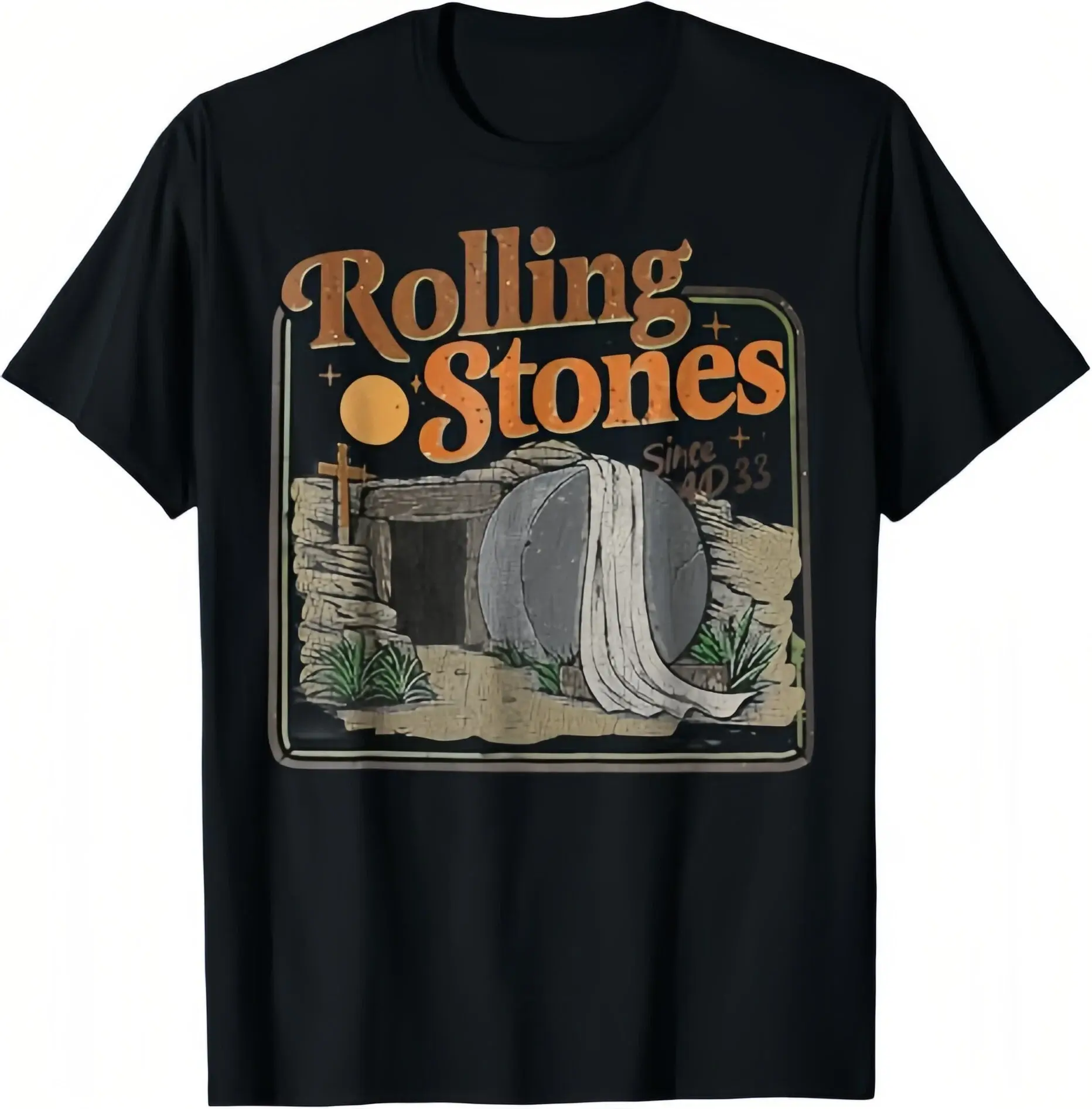 The Stone was Rolled Away He is Alive Retro Christian Easter T-Shirt for Faithful Wear Classic Menswear Stylish Comfy Man Tshirt Streetwear christian shirts for men christian shirts Spring summer