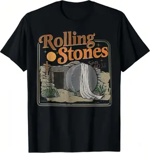 The Stone was Rolled Away He is Alive Retro Christian Easter T-Shirt for Faithful Wear Classic Menswear Stylish Comfy Man Tshirt Streetwear christian shirts for men christian shirts Spring summer