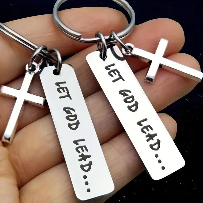 Let God Lead Cross Keychain Religious Jewelry Accessory Perfect Gift for Christian Faith Let God Lead Cross Keychain Religious Jewelry Accessory Perfect Gift for Christian Faith