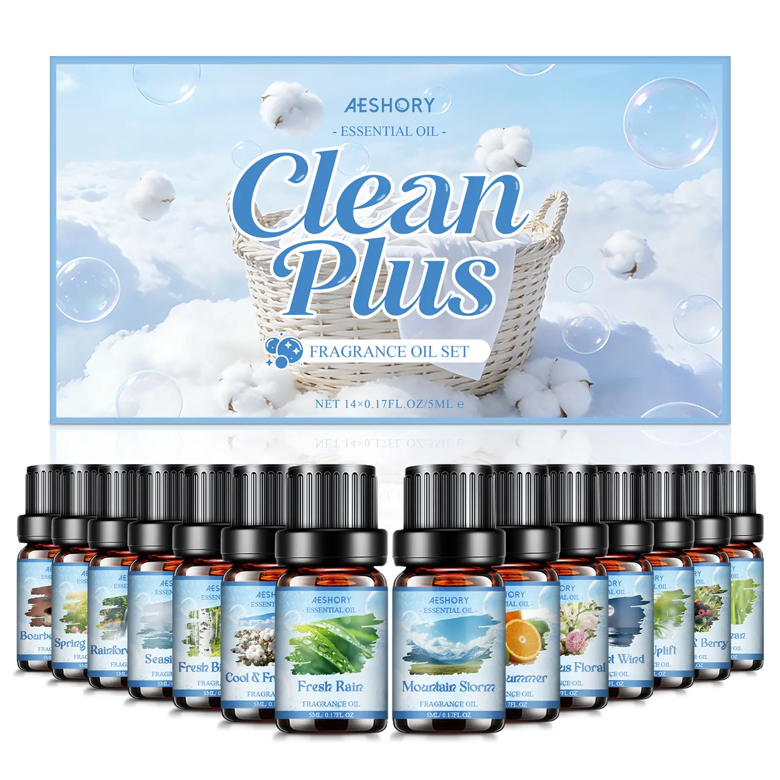 Clean Essential Oils Set - Fragrance Oil for Diffusers, Candle Making,Aromatherapy Scented Oils (5ml)