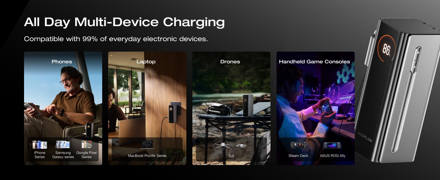 【Exclusive TikTok Gift】EcoFlow Rapid Pro 3-in-1 Power Bank, 10,000mAh Battery Pack with 67W Foldable AC Plug, Detachable USB-C Cable, 45W Fast Recharging, LCD Display, Compatible with Phones, Laptops, and More