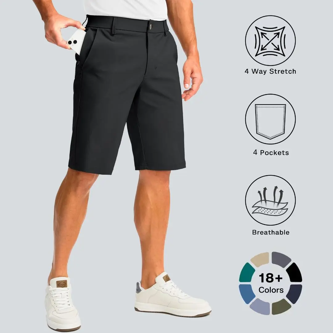 G Gradual Men's 11" Inseam Golf Shorts - 4 Pockets, Stretch, Sun Protection, Dry-Fit, Fast Drying, Breathable Wear - Athletic Sports Shorts for Summer Casual Use, Men's Wear, Dry-Fit Men's Sports Shorts
