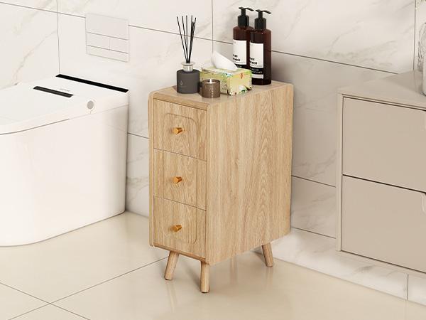 Giratree Small Nightstand with 3 Drawers, Narrow Bedside Table Vintage Skinny Night Stand with Storage, Wood Slim Side Table for Bedroom, Small Spaces, Living Room Giratree Small Nightstand with 3 Drawers, Narrow Bedside Table Vintage Skinny Night Stand with Storage, Wood Slim Side Table for Bedroom, Small Spaces, Living Room