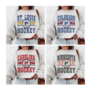 Vintage All Team Hockey Sweatshirt Coquette Bow for Hockey Fans Ash Grey Color Vintage Sweatshirt Hockey Sweatshirt Shirt Unise, Gift for Her, Minnesota Dallas Toronto New Jersey Vegas Colorado Winnipeg, Detroit