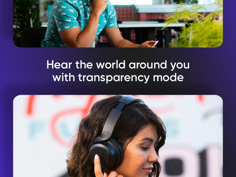 Wyze Headphones — #1 Over-Ear Headphones on TikTok, Active Noise Cancellation Bluetooth Audio Earphones, Lightweight, Aux Cord, Rich Bass, Android iOS