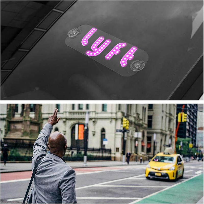 Car Windshield LED Light Sign, Bright Glow Signs Decals with Suction Cups & USB A Switch Cable, LED Window Display Sign Decor Lights for Taxi Truck SUV, Car Accessories