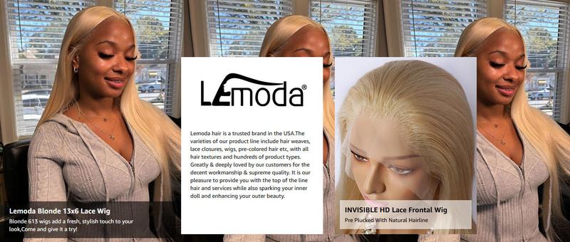 【Lemoda Outlets Deals】Lemoda Blonde 613 13x6 Straight Lace Frontal Human Hair Wigs Outlets Sale 200% Honey Blonde Straight HD Transparent 13x6 Lace Front Wigs Pre Plucked Glueless Wigs