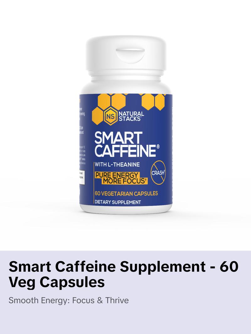 Smart Caffeine Supplement with L-Theanine and Caffeine for Focus and Energy - 60 Vegetarian Capsules