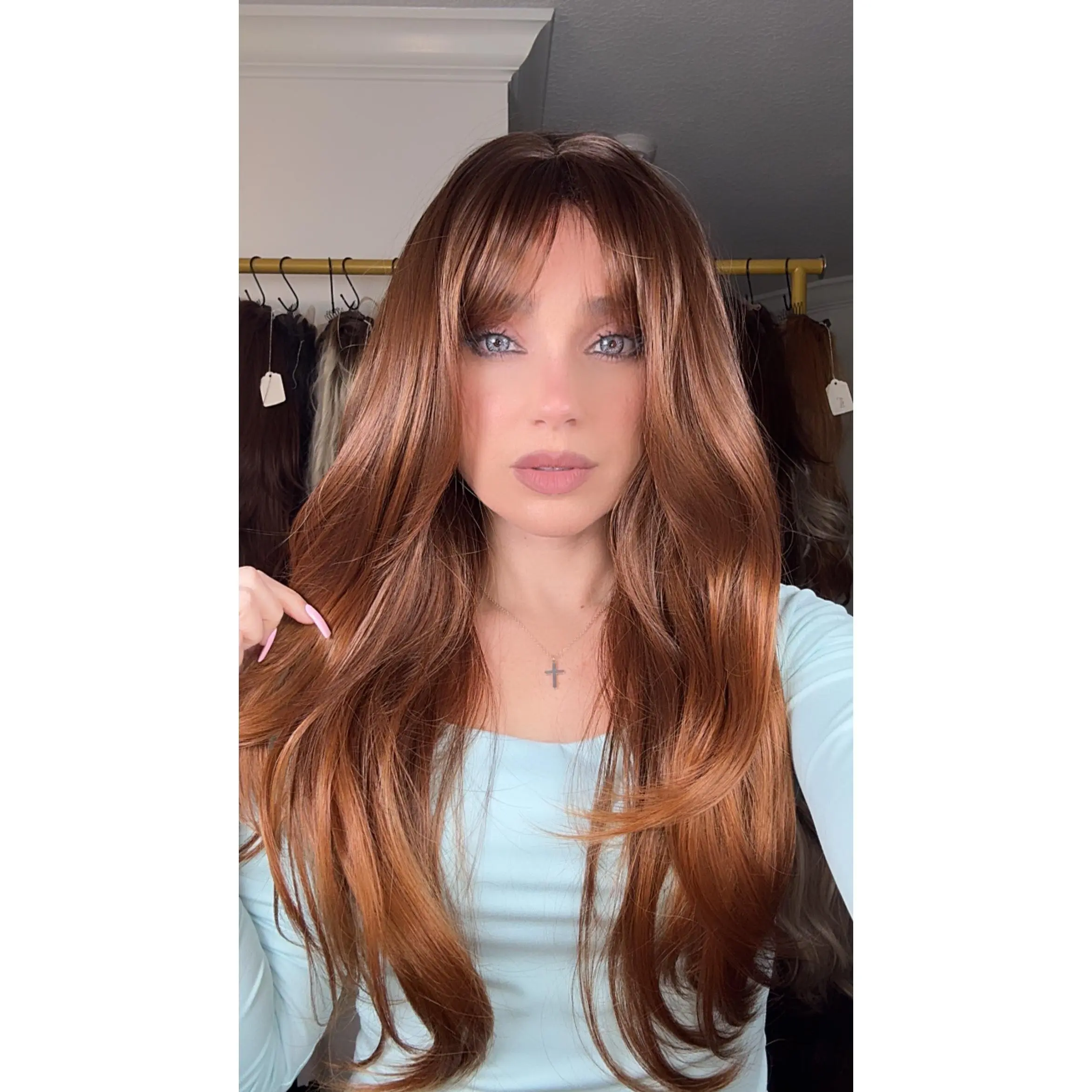 EllaRae | Rue Style Wig | Non Lace Front Auburn Wig with Bangs