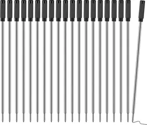 Pen Refills 20P, Replaceable Ballpoint Pen Refills, 1mm Medium Tip, Ink Pen Refills for Twist Pens, Black Ink