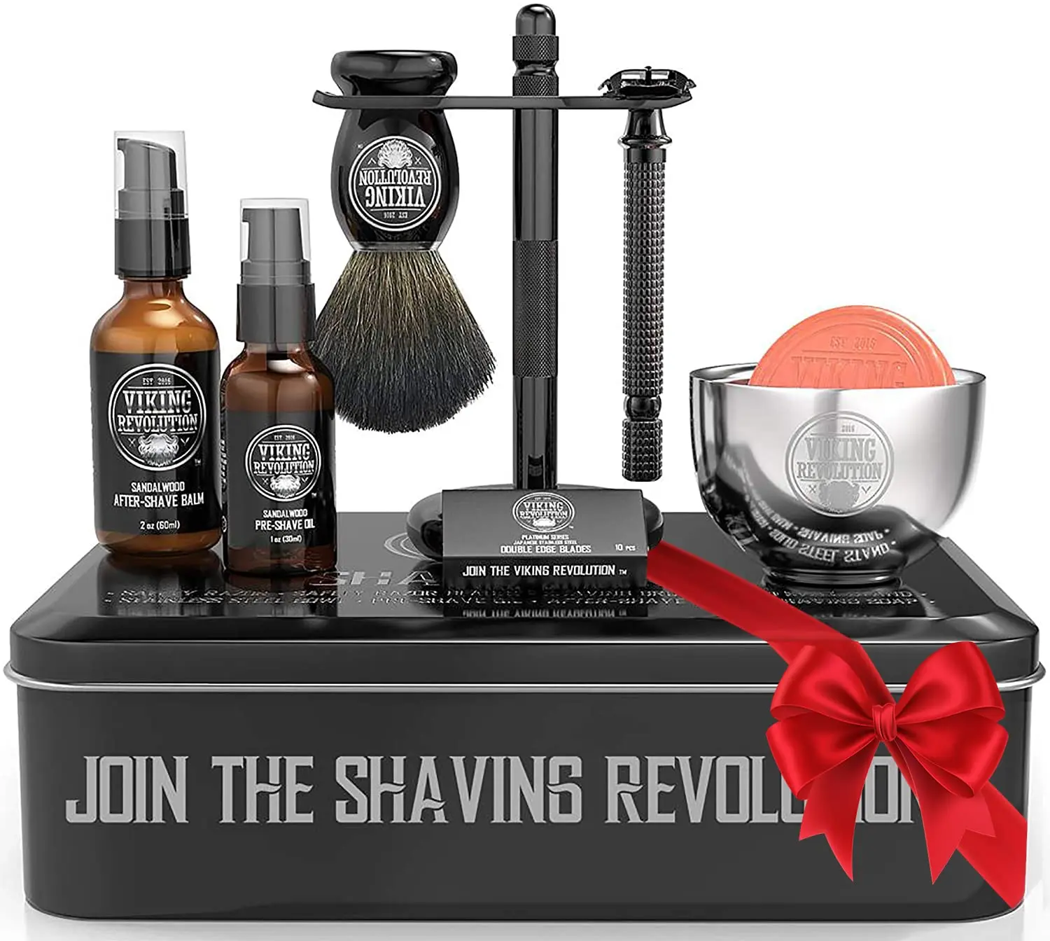 Viking Revolution Luxury Shaving Kit for Men - Gift for Dad or Husband Includes Safety Razor, Brush, Bowl, Soap, Oil & Balm Perfect for Classic Shaves