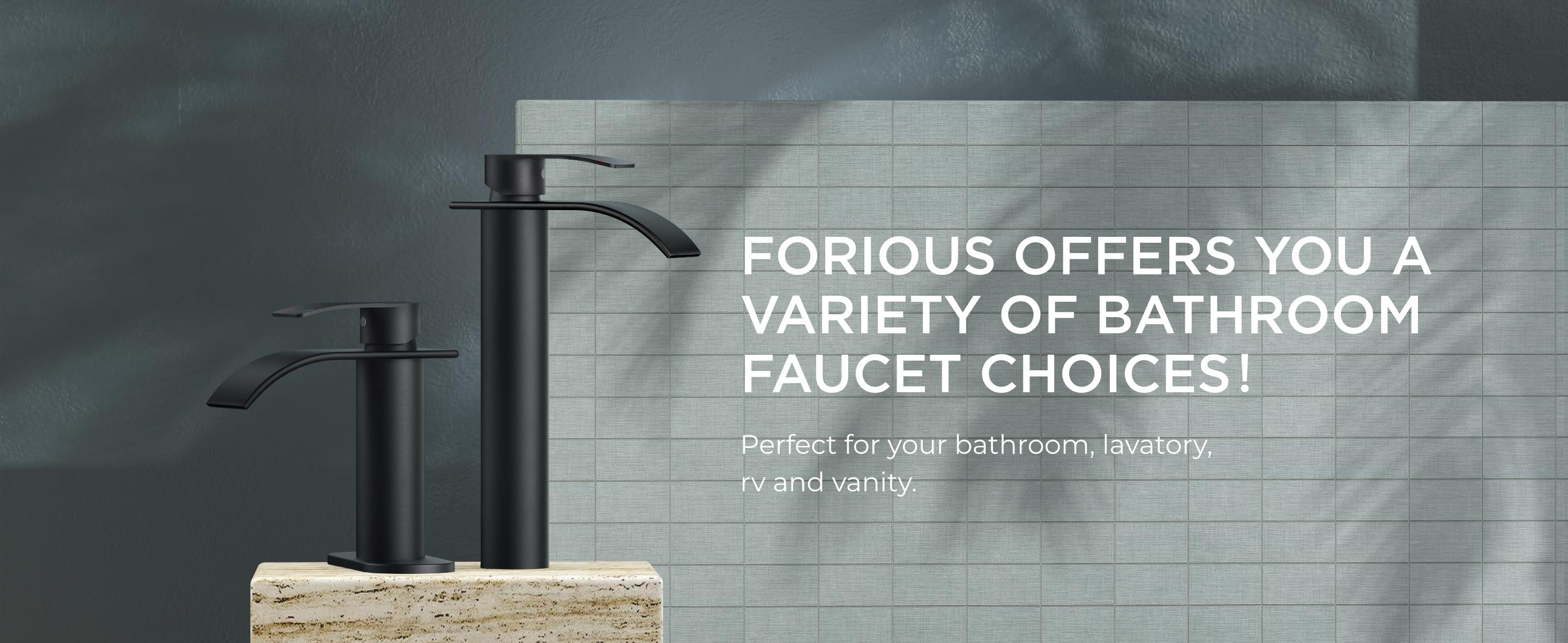 FORIOUS Bathroom Faucet with Metal Pop up Drain Waterfall Bathroom Toilet Sink Faucet Single Handle Stainless Steel Basin Sink Faucet Water Tap