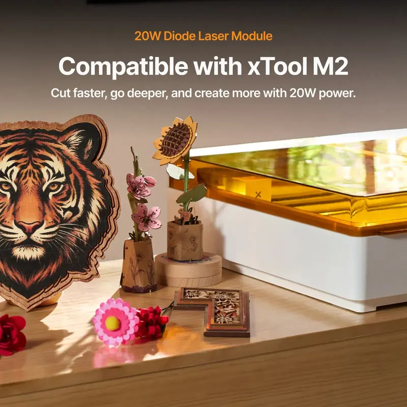 xTool M2 3D Printing Supplies Components - 3W 1064nm Infrared Electronic Laser, 20W 455nm Green Beam Laser Light