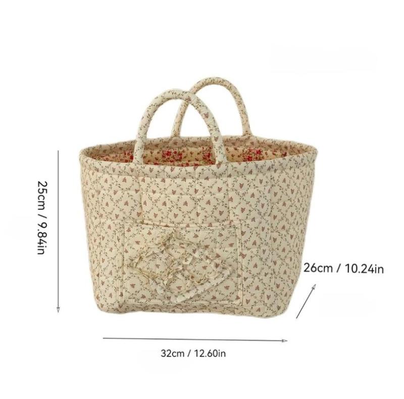 Floral Foldable Storage Basket Cotton Fabric Collapsible Laundry Hamper for Clothes Toys & Blankets Car Trunk Organizer Backseat Storage Machine Washable Decorative Bin for Bedroom Bathroom & Living Room Large Capacity Woven Design