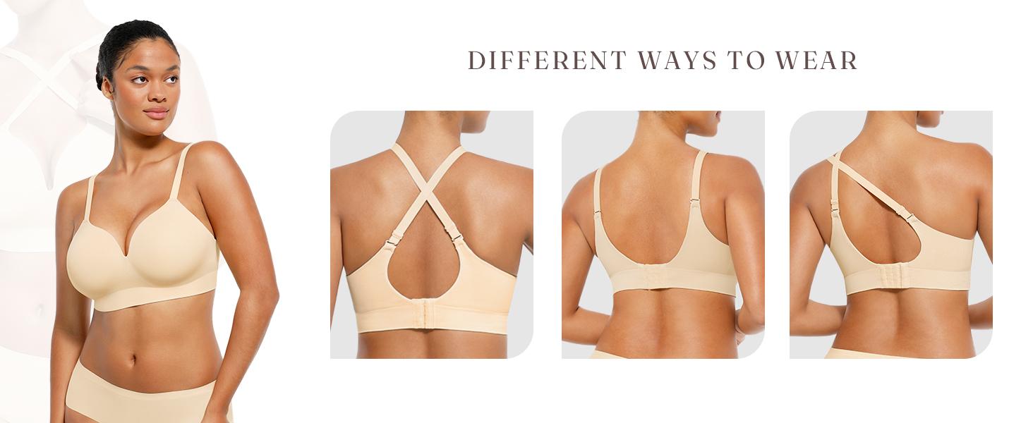 FeelinGirl Wireless Push Up Bra for Women, Seamless Comfort Bralettes No Underwire Supportive Full Coverage Everyday Bras Women Push Up Bra  Comfortable Fabric Casual Womenswear Soft Adjustable Comfy Smooth Springtok Halter Neck