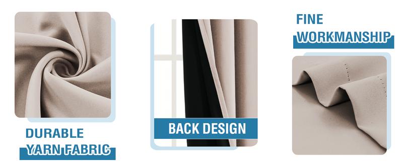H.VERSAILTEX 100% Blackout Curtains for Bedroom with Black Liner Full Room Darkening Curtains Thermal Insulated Back Tab/Rod Pocket Window Drapes for Living Room, 2 Panels