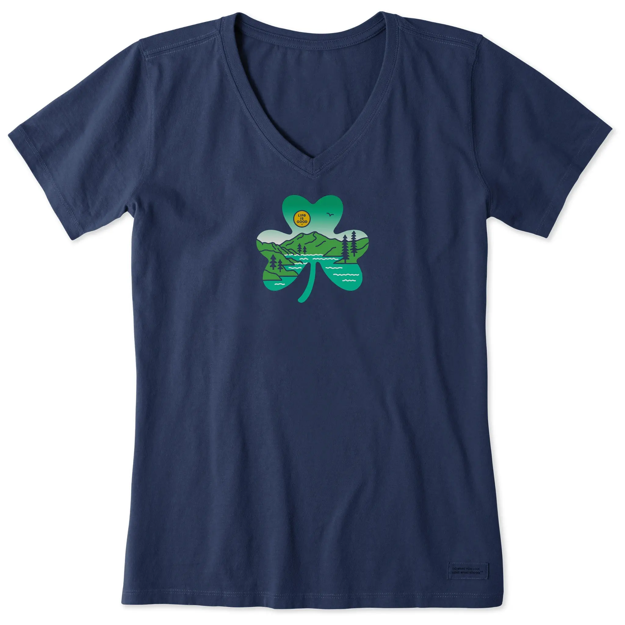 Women's Irish Shamrock Landscape Short Sleeve Crusher Vee