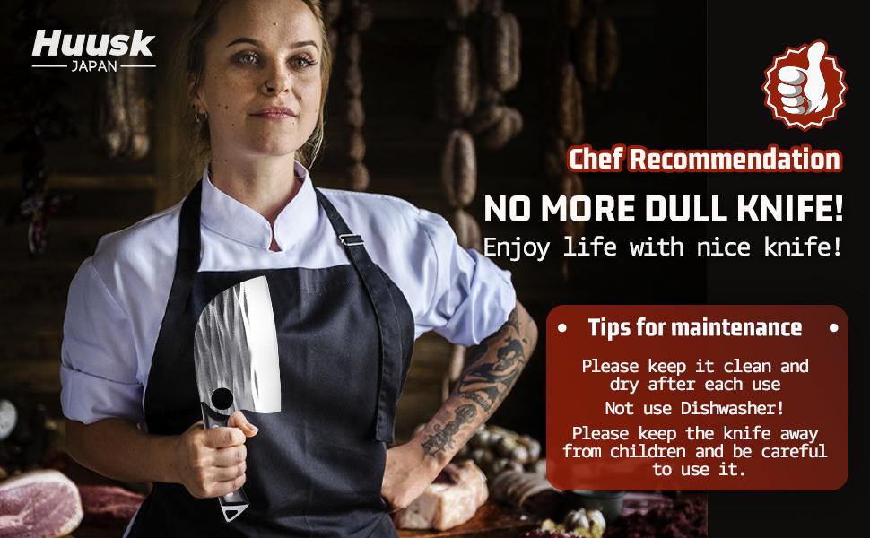 Huusk Enhance your kitchen with the Serbian Chef Knife. This forged butcher knife has a sturdy blade and wooden handle, perfect for outdoor cooking
