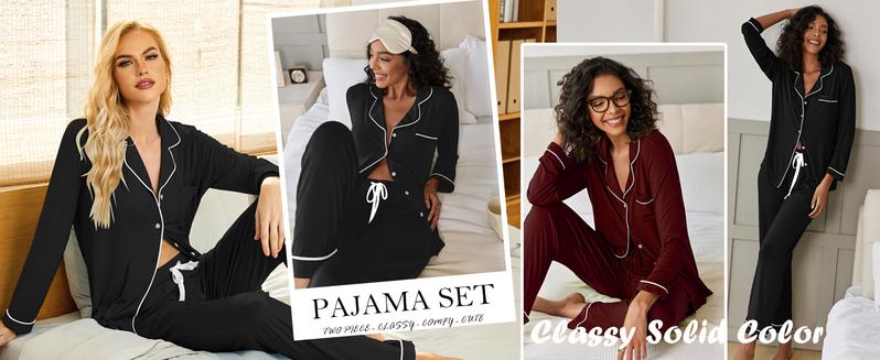 EKOUAER Women'S Long Sleeved  Soft Casual Set S-Xxl, Cute, Elastic, Comfortable Clothes