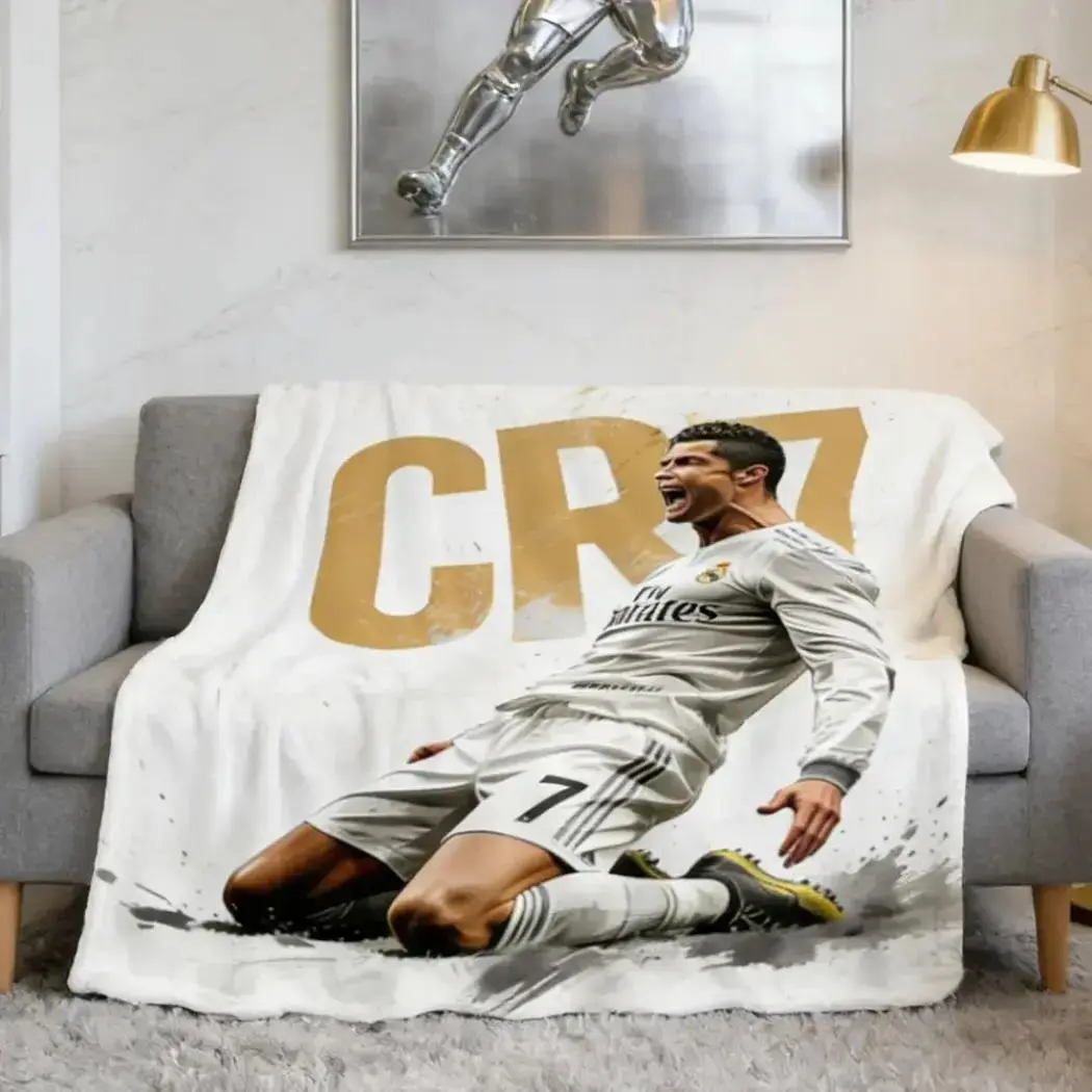 CR7 Football Icon Soft Throw Blanket – Flannel Plush for Couch, Bed, Living Room, Travel & Picnic Cover – C-Ristiano Ronaldo Blankets