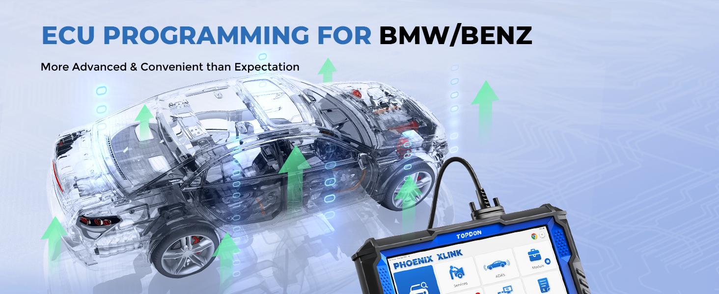 TOPDON Phoenix XLink Scan Tool, ECU Programming, Online ECU Coding, Upgraded of Phoenix Plus, Topology Mapping, 41 Services, Bi-Directional Scanner, Guided Function, CAN FD/DoIP, 2 Years Free Update