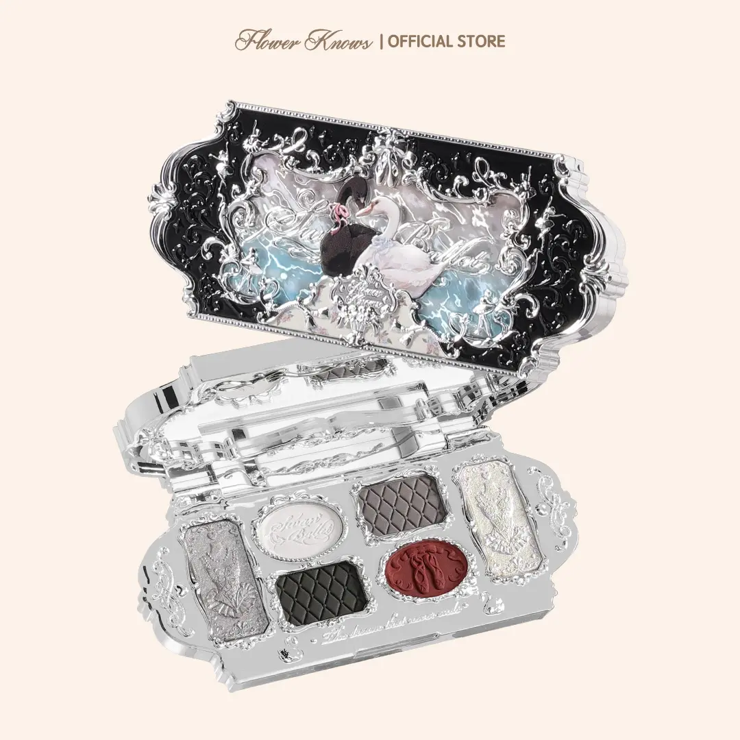 Flower Knows Swan Ballet Collection Six-Color Makeup Palette, With Matte & Shimmer Shades for Any Occasions, Long-Lasting, High Pigment, Blendable Glitter & Powder, Beauty Cosmetics, #tiktokshopbacktoschool, #sohochic